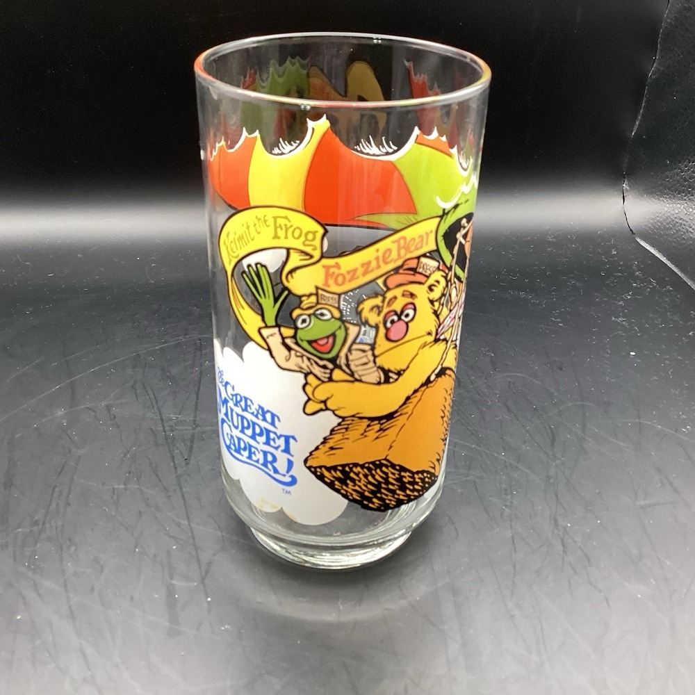 McDonalds The Great Muppet Caper Glass Hot Air Balloon Kermit Fozzie Gonzo 1981